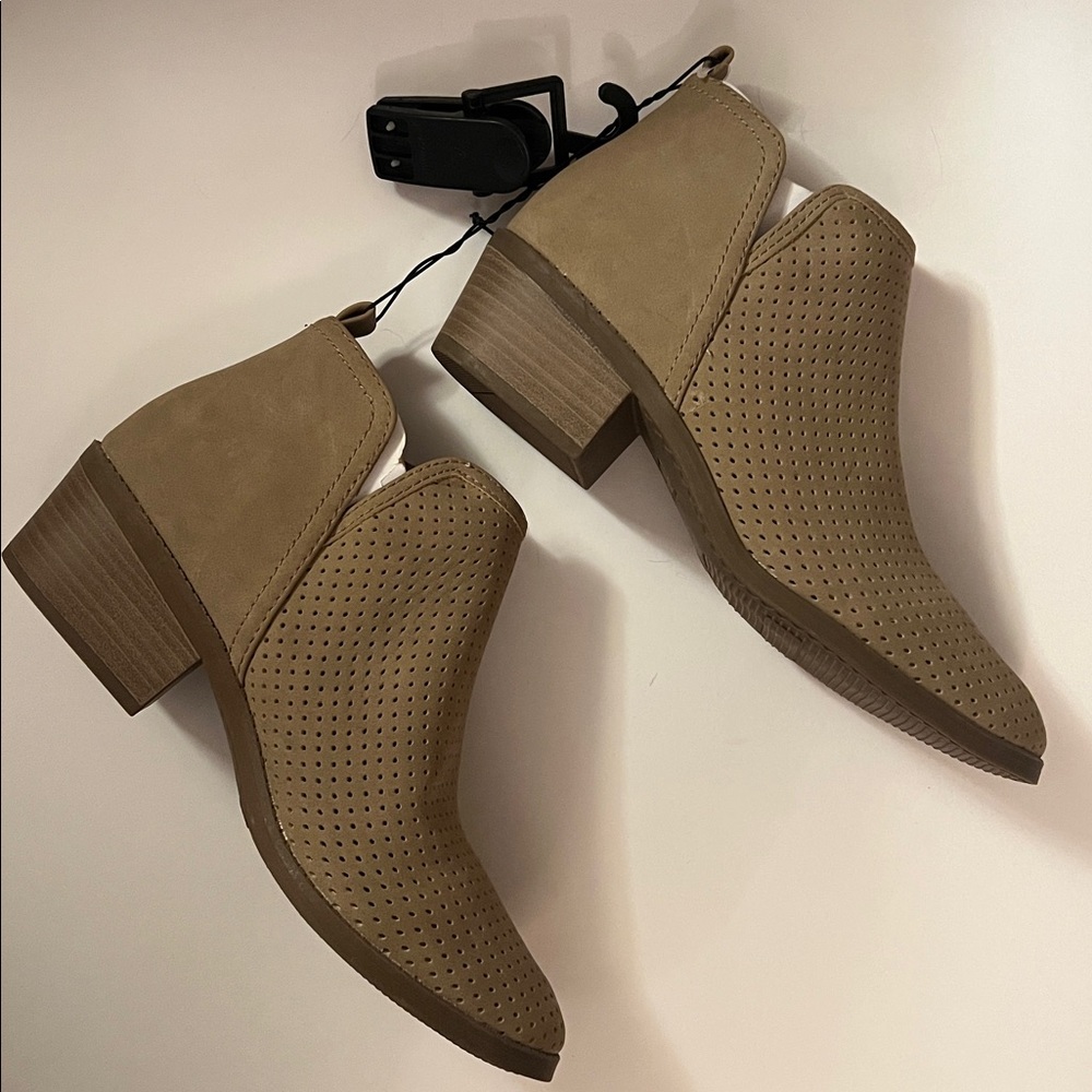 Perforated Tan Ankle Boots